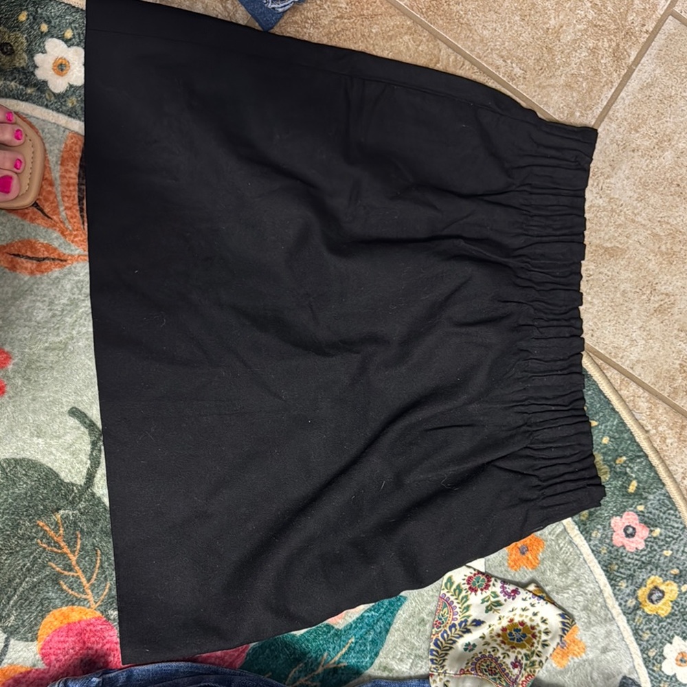 J. Crew Black Smocked A-Line Knee-Length Skirt
